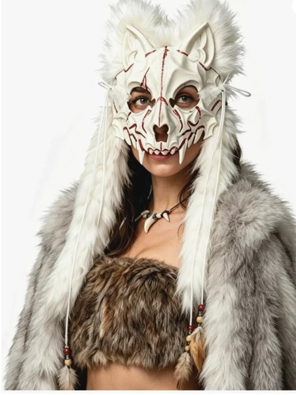 Furry Wolf Skull Mask